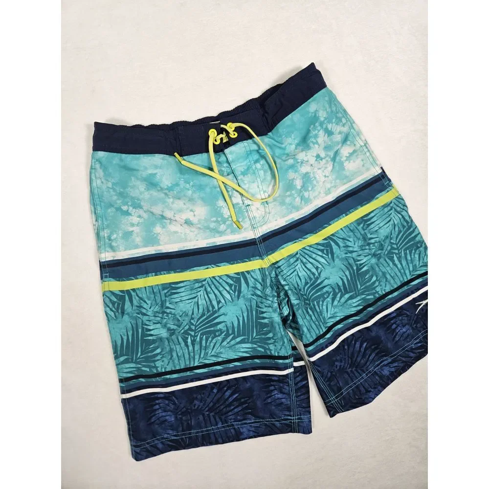 Speedo Men's Border Line Performance UPF 50 protection Shorts Blue Size Small‎